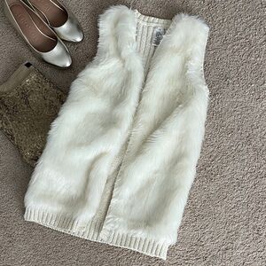 Max Studio Faux Fur Gold Sparkle Vest